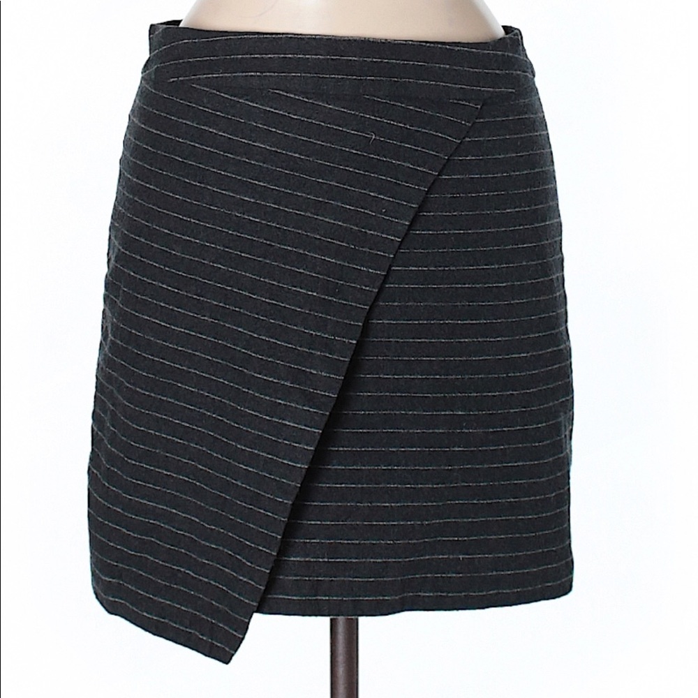 Grey Striped Faux Wrap Madewell Skirt